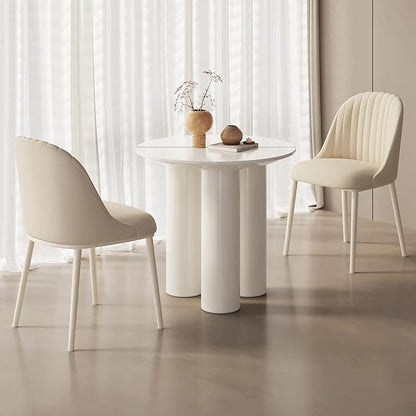 Miuuod 29.92 White Round Dining Table with 2 Chairs, Space Saving Coffee Table Set for 1-4 People, Sturdy Kitchen Table, Leisure Side Table for Balcony,Center Sofa Table,Small Desk