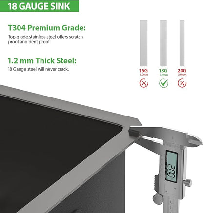 Undermount Laundry Sink - Couoko 24"x18"x12"Black Stainless Steel Laundry Sink NANO PVD Gunmetal Black 16 Gauge Single Bowl Deep Utility Laundry Room Kitchen Sinks