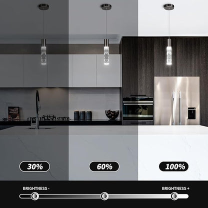 OKELI Pendant Lights Kitchen Island, LED Bubble Crystal Kitchen Island Lights Fixtures, Black Mini Single Pendant Lighting for Kitchen Island Bar,6W,6000K, ETL,3Pack