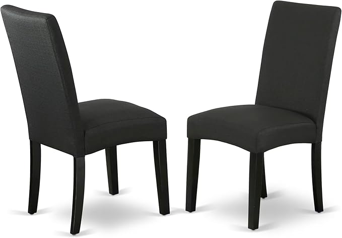 East West Furniture DRP1T24 Driscol Parson Chairs - Black Color Linen Fabric Padded Dining Chairs, Set of 2, Black