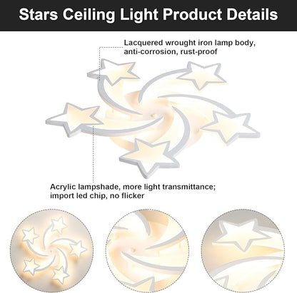 JAYMP Flower Shaped Ceiling Light Dimmable Modern Ceiling Lamp Remote Control LED Lighting Fixture for Bedroom Living Room Dining Room (White/5 Stars)