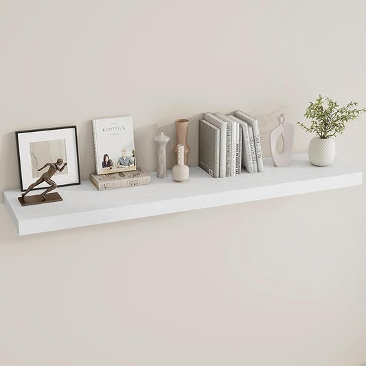 Dreamland 55 Inches Floating Shelves for Wall, 9.8" Deep Long Floating Shelves Set of 1, Large Display & Storage Shelf, Wall Shelf for Bathroom Bedroom Living Room Kitchen Office, White