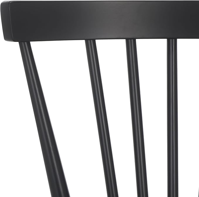 SAFAVIEH Home Collection – Winona Set of 2 Matte Black Windsor Farmhouse Dining Chairs, Spindle Back Wood Chairs, Classic Casual Seating (DCH8500J-SET2)