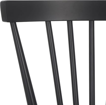SAFAVIEH Home Collection – Winona Set of 2 Matte Black Windsor Farmhouse Dining Chairs, Spindle Back Wood Chairs, Classic Casual Seating (DCH8500J-SET2)