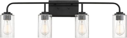 DESIGNERS FOUNTAIN 4-Lights Logan Vanity Light Fixture, 32 Inch Wall Mount Sconce for Bathroom, Bedroom or Mirror, Matte Black, 96404-MB