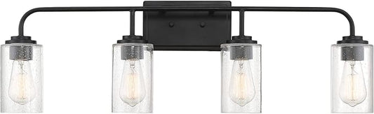 DESIGNERS FOUNTAIN 4-Lights Logan Vanity Light Fixture, 32 Inch Wall Mount Sconce for Bathroom, Bedroom or Mirror, Matte Black, 96404-MB