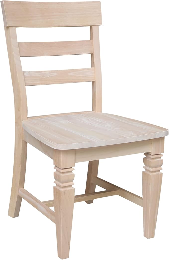 IC International Concepts Java Dining Chair Set of 2, Hardwood, Ready-to-Finish, 36.6"H with 18"H Seats, 19.7"W x 22"D, Ideal for Dining Room Furniture - Unfinished