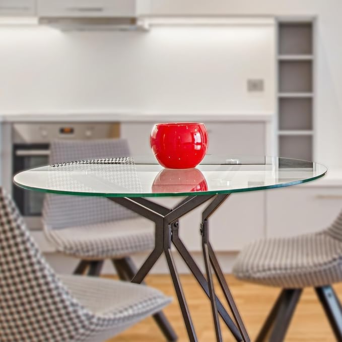 32 Inch Round Clear Tempered Glass Table Top with 1/4" Thick Polished Edges for Dining, Coffee Table, or Office Use by Fab Glass and Mirror