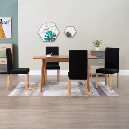 Dining Chairs Set of 4 Black Fabric Upholstered Rubberwood Modern Farmhouse Dining Chairs with Comfy Backrest 18.1" Leg for Dining Room Kitchen Living Room Small Space
