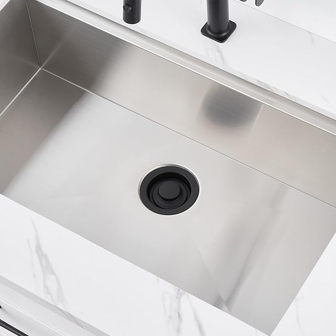 Luxier GD02-M Kitchen Sink Garbage Disposal Flange and Stopper in Matte Black