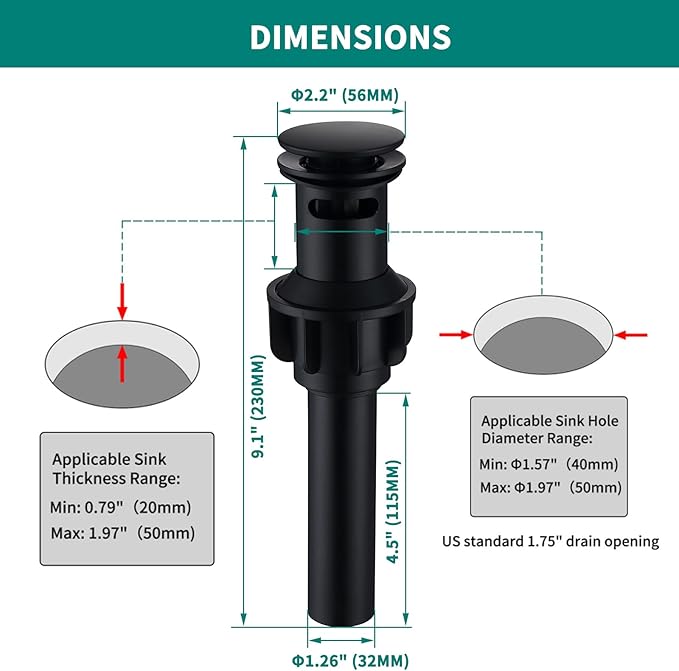 Black Bathroom Faucet 3 Hole Widespread Bathroom Faucet 8 Inch with Sink Pop Up Drain with Overflow Set Two Handles SUS304 Stainless Steel Vanity Faucets 8-12 Inches Matte Black, SFD4+SD-BK