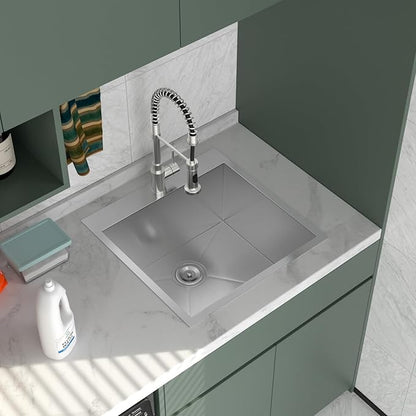 Logmey 22x22 Drop in Laundry Sink 22 Inch Laundry Room 12" Deep Sinks Handmade 16 Gauge Heavy Duty Stainless Steel Large Capacity Utility Washing Tub for Home & Commercial Use