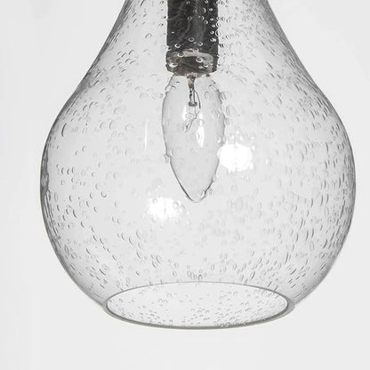 LALUZ Pendant Light Kitchen Island, 1-Light Farmhouse Kitchen Island Lights Rustic Teardrop Adjustable Hanging Pendant Light Fixtures with Seeded Glass Shade