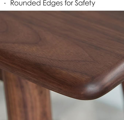 Kavie Solid Wood Table Bench, Farmhouse Style Dining Bench with Slanted Legs, Sturdy Entryway Shoe Bench for Kitchen Island, Hallway, Living Room (Walnut,62.9" L*11.8" W*17.7" H)