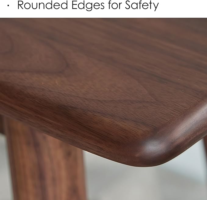Kavie Solid Wood Table Bench, Farmhouse Style Dining Bench with Slanted Legs, Sturdy Entryway Shoe Bench for Kitchen Island, Hallway, Living Room (Walnut,47.2" L*11.8" W*17.7" H)