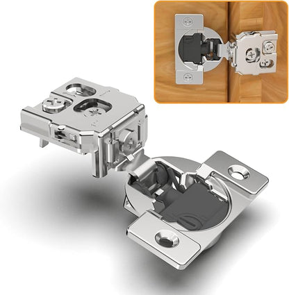 Chibery 10 Pack 1" Overlay 4D Soft Close Concealed Hinges for Face Frame Door, Adjustable Closing Speed, Smooth Slow Self Close Hinges, Satin Nickel, 105° Open Angle Stainless Steel Cabinet Hinges