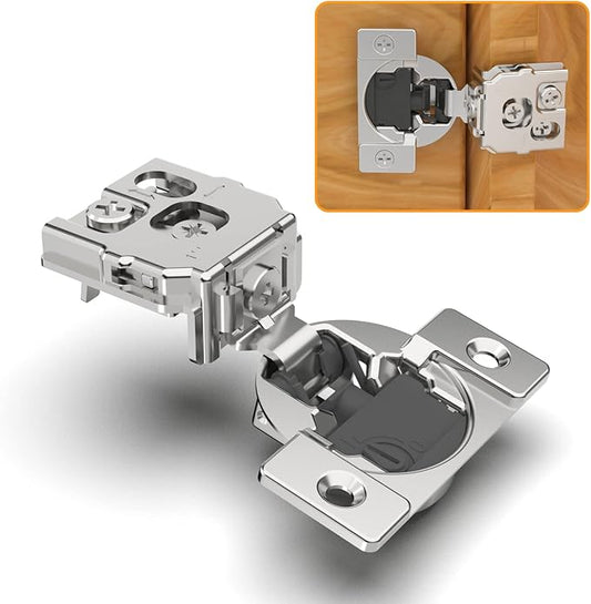 Chibery 50 Pack 1" Overlay 4D Soft Close Concealed Hinges for Face Frame Door, Adjustable Closing Speed, Smooth Slow Self Close Hinges, Satin Nickel, 105° Open Angle Stainless Steel Cabinet Hinges