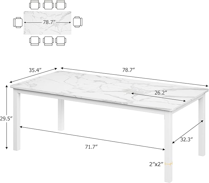 79 Inch Industrial Dining Table for 4-6 Person Rectangle Kitchen Table with Metal Legs,Round Corners, Writing Desk, for Modern Farmhouse, for Kitchen, Dining Room,Quick Assembly, Wood