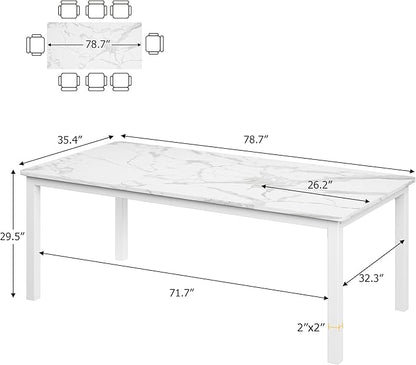 79 Inch Industrial Dining Table for 4-6 Person Rectangle Kitchen Table with Metal Legs,Round Corners, Writing Desk, for Modern Farmhouse, for Kitchen, Dining Room,Quick Assembly, Wood
