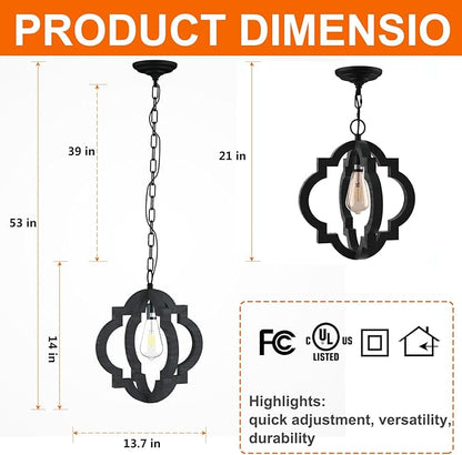 Kitchen Island Light RC Ceiling Light Fixtur 1 Light Home Decor, Kitchen Island Pendant Chandelier, Wooden Cage Entry Fixture with Adjustable Chain, Vintage Industrial Fixture