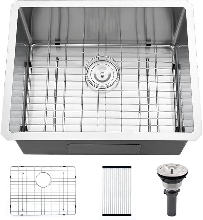 Stainless Steel Laundry Sink Undermount-VASOYO 23x18x13 Undermount Utility Sink Stainless Steel 16 Gauge Single Bowl Deep Laundry Room Sinks Under Mount Sinks