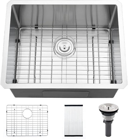 Stainless Steel Laundry Sink Undermount-VASOYO 23x18x13 Undermount Utility Sink Stainless Steel 16 Gauge Single Bowl Deep Laundry Room Sinks Under Mount Sinks