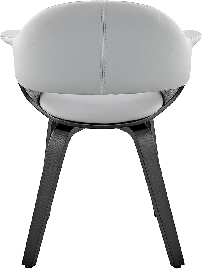 Armen Living Adalyn Faux Leather and Wood Dining Room Accent Chair, Gray/Black 19D x 25W x 30H in