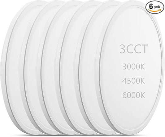 6-Pack 3200LM 12Inch LED Ceiling Lights Flush Mount, Dimmable Ceiling Light Fixtures, 3000K 4500K 6000K CCT, 24W Super Slim Low Profile Modern Ceiling Light for Bedroom Bathroom Hallway Kitchen, White