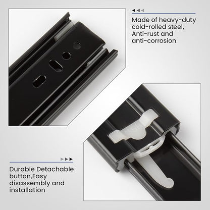 LONTAN Full Extension Ball Bearing Drawer Slides 8 10 12 14 16 18 20 22 24 Inch Heavy Duty Side Mount File Cabinet Rails Dresser Runner Kitchen Cabinet Drawer Glides,20 Inch,2 Pairs,Black