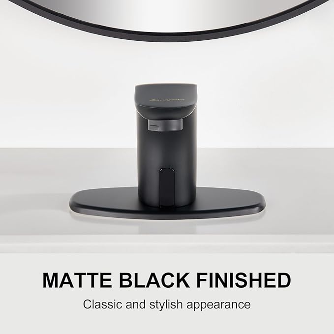 Charmingwater Touchless Bathroom Sink Faucet with Hole Cover Plate, Matte Black