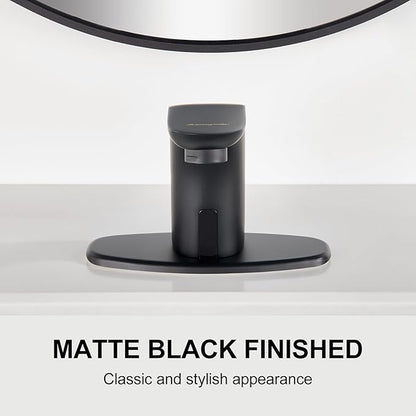 Charmingwater Touchless Bathroom Sink Faucet with Hole Cover Plate, Matte Black