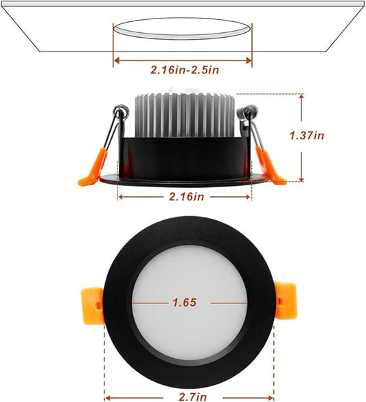 YGS-Tech 2 Inch LED Recessed Lighting, Dimmable Downlight 3W(35W Halogen Equivalent), CRI80, 3000K Warm White Ceiling Light with LED Driver(10 Pack)