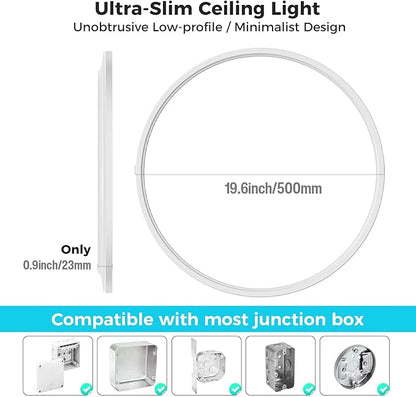 libtit 20 Inch LED Ceiling Light, 4200LM 35W Large & Bright Flush Mount Lighting Fixture, 3000K/4500K/6000K White Round Flat LED Ceiling Lamp for Bedroom Kitchen Livingroom Office