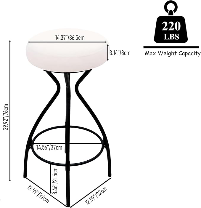 Modern Backless Bar Stools Set of 2 Round Upholstered Counter Stools for Kitchen Island Velvet Dining Chairs,for Living Room