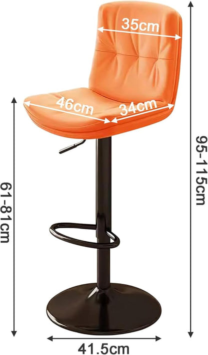 Counter Height s with Back, Faux Leather Adjustable Chairs for Kitchen Island,Orange-Black Leg