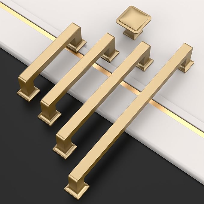 Amerdeco 10 Pack Champagne Bronze Cabinet Pulls 3 Inch(76MM) Hole Centers Kitchen Cabinet Handles Cabinet Hardware Kitchen Handles for Cabinets Cupboard Handles Drawer Pulls ZH0019