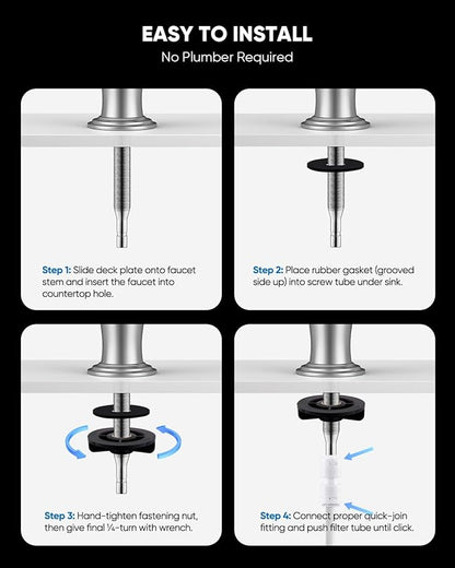 WEWE Vintage Drinking Water Faucet, Lead-Free Stainless Steel Kitchen Water Filter Faucet for Reverse Osmosis System, Non-Air Gap RO Beverage Faucet, Brushed Nickel