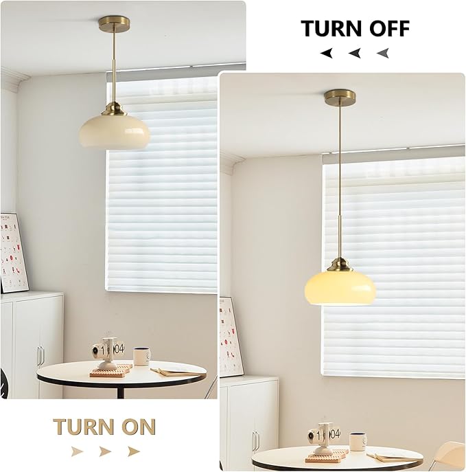 KCO Lighting Modern Globe Ceiling Light Brass Dome Pendant Light Yellow Glass Pendant Light Brushed Gold Pendant Lighting Adjustable Hanging Ceiling Light for Dining Room