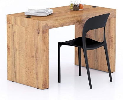 Mobili Fiver, Evolution Dining Table 47.2 x 23.6 in, with Wireless Charger, Rustic Oak with Two Legs, Made in Italy
