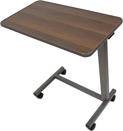 Carex Overbed Table, Adjustable Overbed Bedside Table with Wheels, Bed Desk & Couch Desk, Rolling Over Bed Bedside Table for Hospital and Home Use, Adjusts for Right or Left-Handed Use, Wood Grain