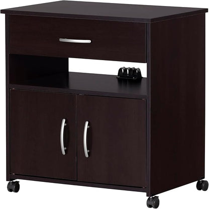 South Shore Axess Microwave Cart on Wheels, Chocolate