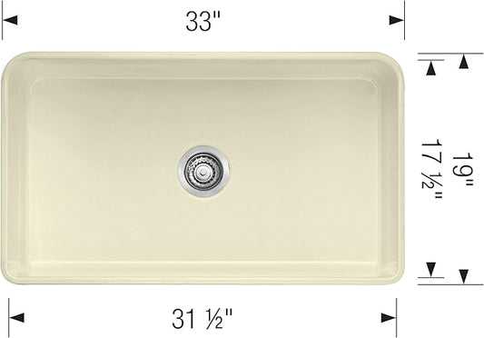 Cerana 33 in. Apron Single Bowl Farmhouse Sink, Biscuit