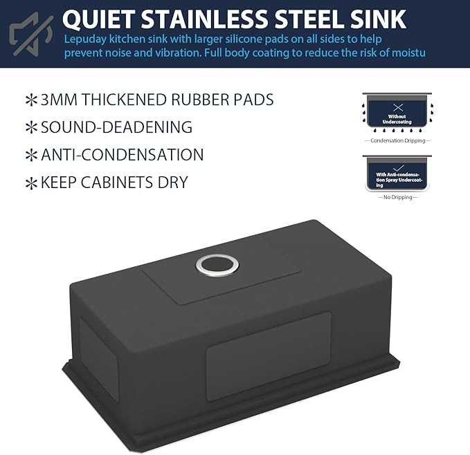 30 Inch Undermount Kitchen Sink -30x19 Undermount Ledge Workstation Sinks 16 Gauge T304 Stainless Steel Single Bowl Under Counter Kitchen Sinks Basin