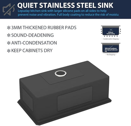 30 Inch Undermount Kitchen Sink -30x19 Undermount Ledge Workstation Sinks 16 Gauge T304 Stainless Steel Single Bowl Under Counter Kitchen Sinks Basin