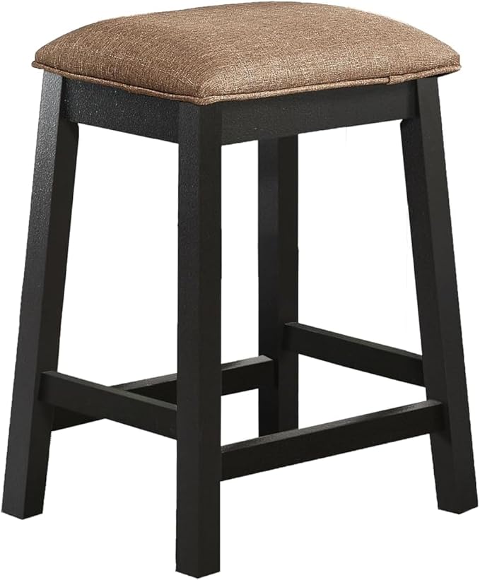 GTU Furniture 24-inch Counter Height Backless Barstools - Black, Wood Leg, Fabric Seat, Set of 2