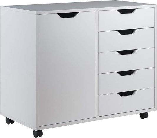 Winsome Halifax Mobile Storage Cabinet with Doors & Drawers, Stylish & Functional Home Storage Cabinet for Filing, Kitchen Organization, Moveable Furniture for Office, Dorms, Apartments