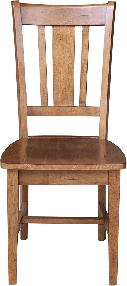 IC INTERNATIONAL CONCEPTS Set of Two Solid Wood San Remo Splatback Chair Distressed Oak