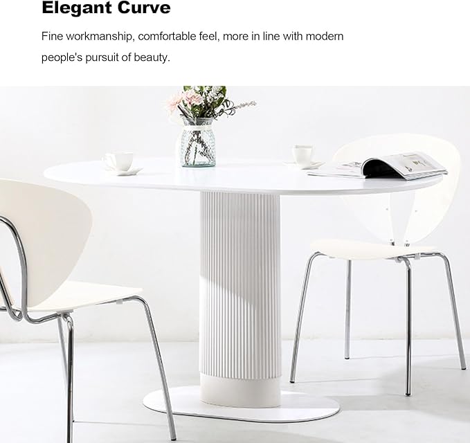 Oval Wooden Dining Table, Modern Farmhouse Kitchen Table, Simplicity Metal Pedestal Base Kitchen Table, Small Space Kitchen Table for Kitchen,Dining Room,Negotiation Room,Cafe,Black a