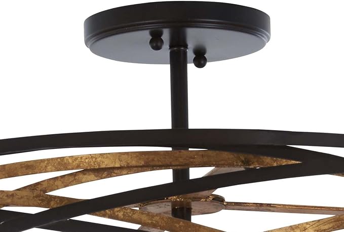 Minka Lavery 4671-111 Vortic Flow Semi-Flush, 5-Light, 300 Total Watts, 20-in H x 9-in W, Dark Bronze with Mosaic Gold Interior
