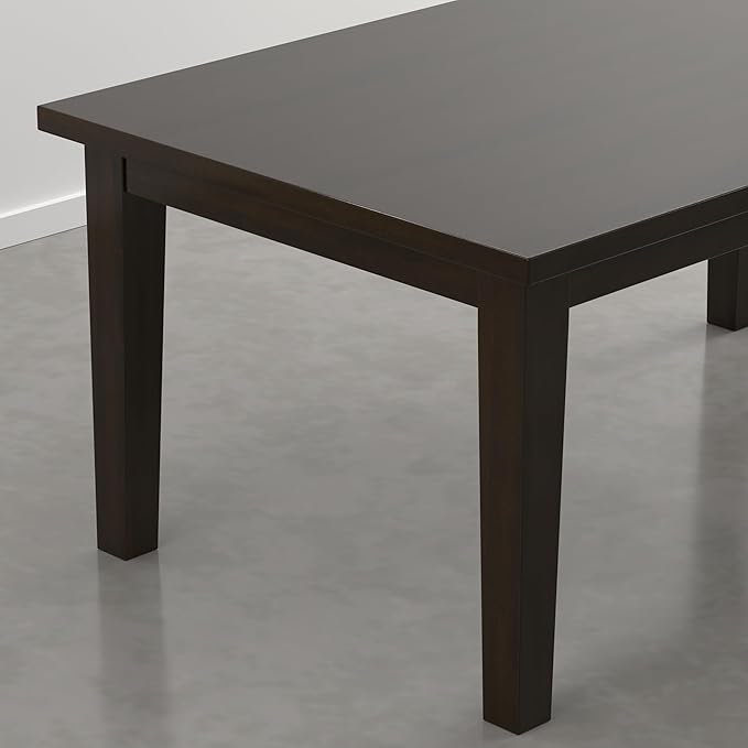 SIMPLIHOME Eastwood Dining Table - 66 inch Wide Solid Wood Rectangular Dinner Table in Deep Brown, Contemporary Dining Room Table with Thick Top and Tapered Legs, Seats 6